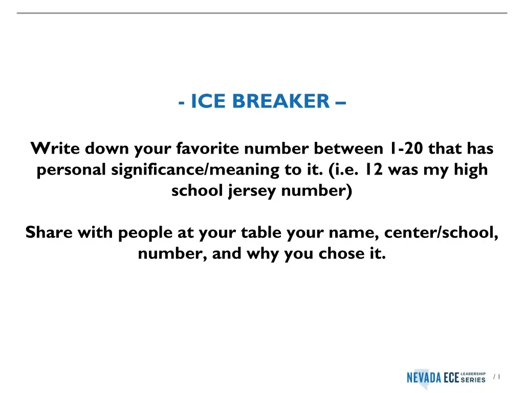 ice breaker write down your favorite number