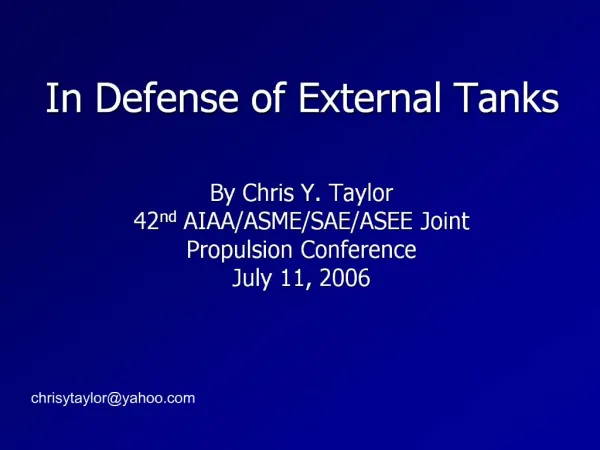 In Defense of External Tanks
