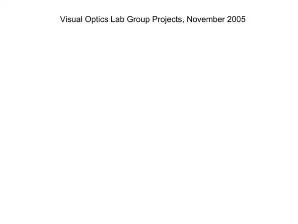 Visual Optics Lab Group Projects, November 2005