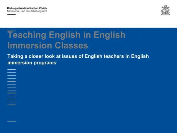 Teaching English in English Immersion Classes