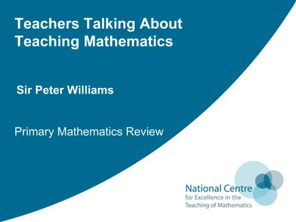 Teachers Talking About Teaching Mathematics