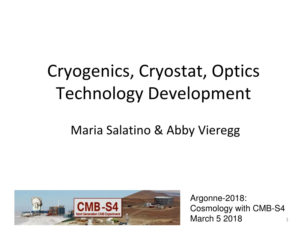 cryogenics cryostat optics technology development