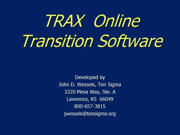 TRAX Online Transition Software