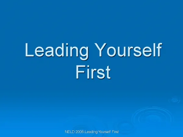 Leading Yourself First