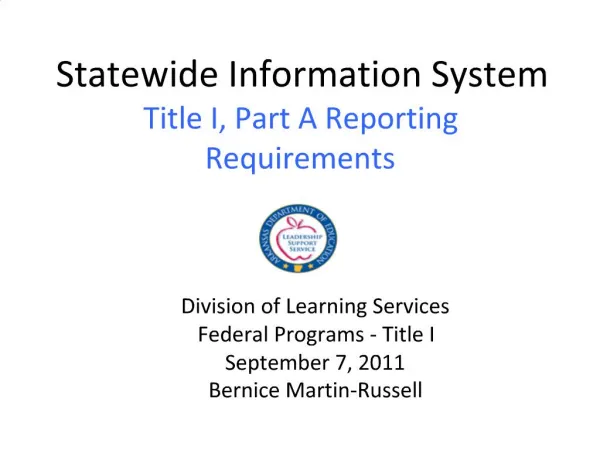 Statewide Information System Title I, Part A Reporting Requirements