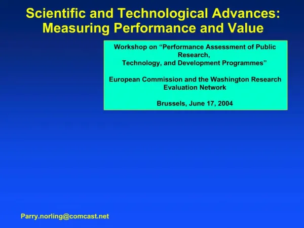 Scientific and Technological Advances: Measuring Performance and Value
