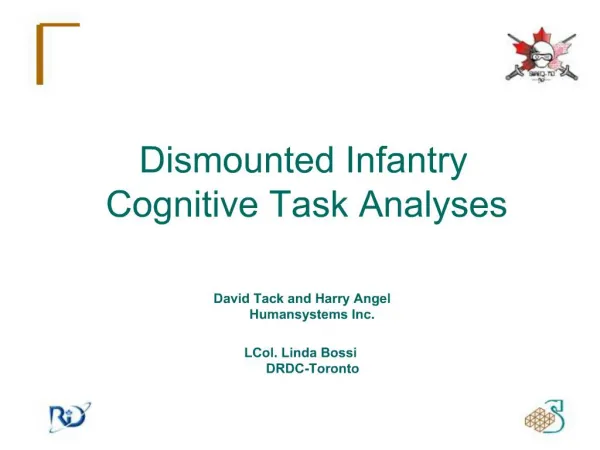 Dismounted Infantry Cognitive Task Analyses