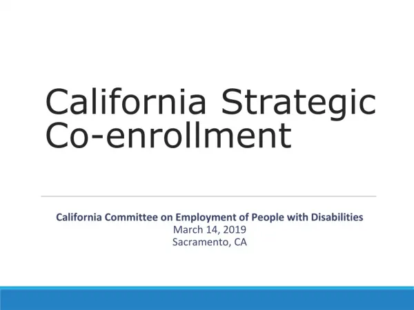 California Strategic Co-enrollment