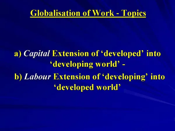 Globalisation of Work - Topics