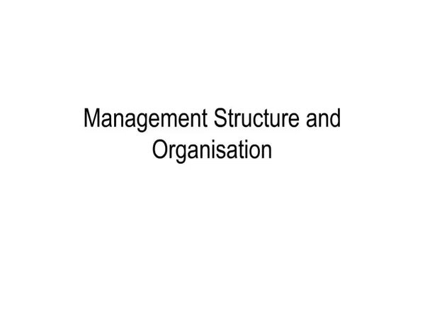 Management Structure and Organisation