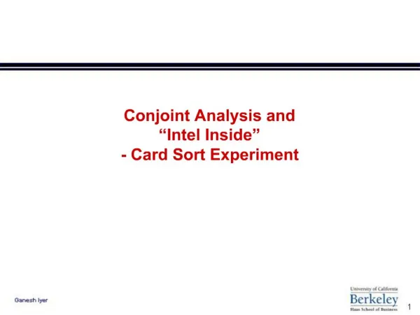 Conjoint Analysis and Intel Inside - Card Sort Experiment