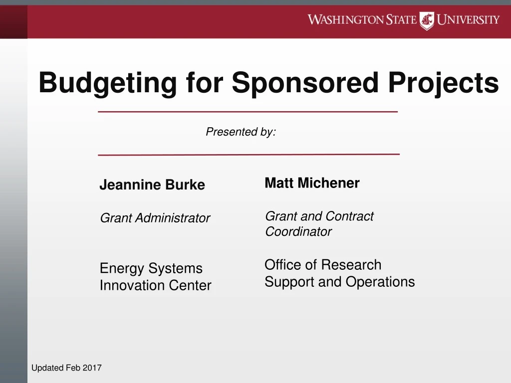 budgeting for sponsored projects