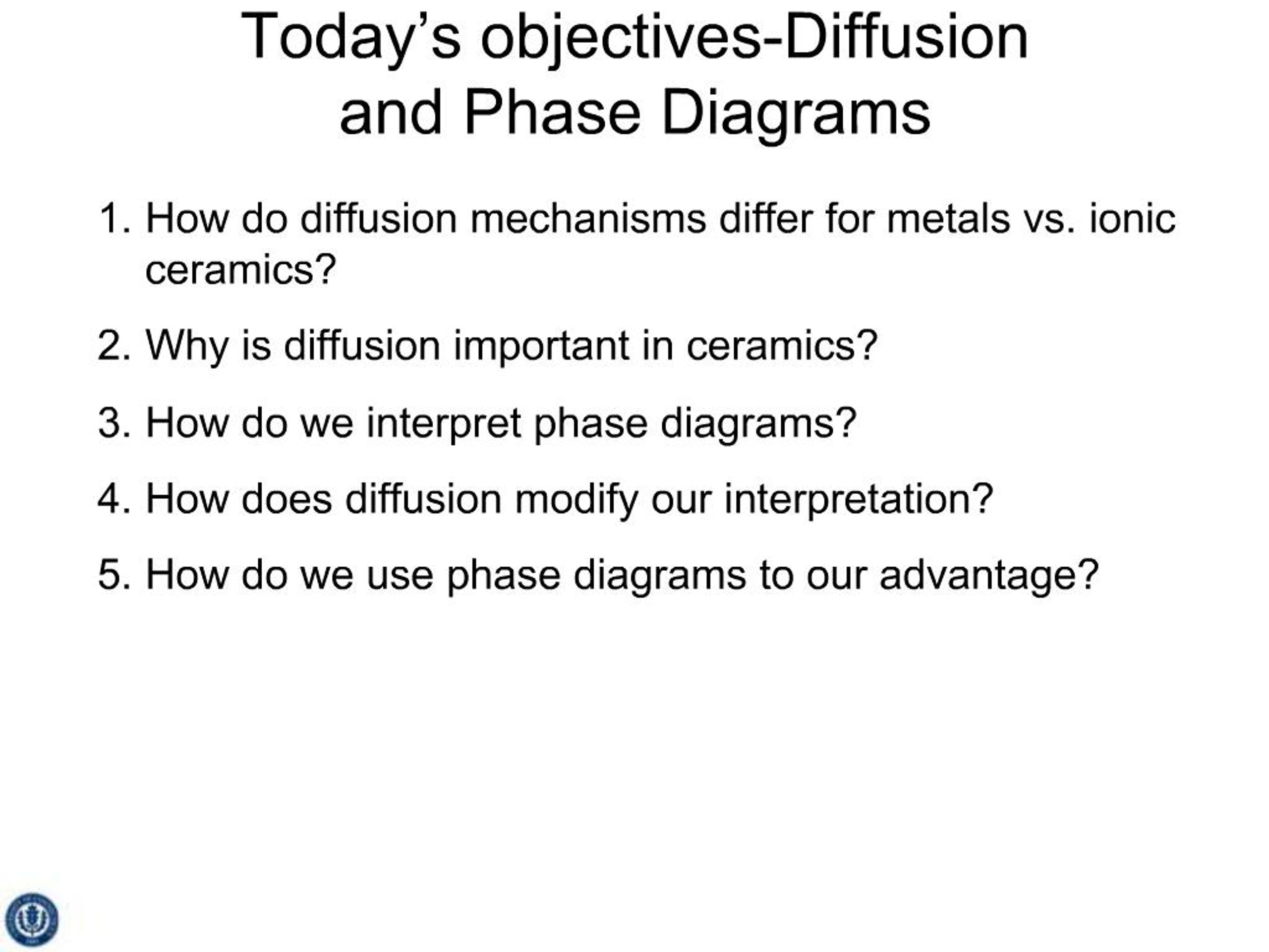 PPT - Today s objectives-Diffusion and Phase Diagrams PowerPoint ...