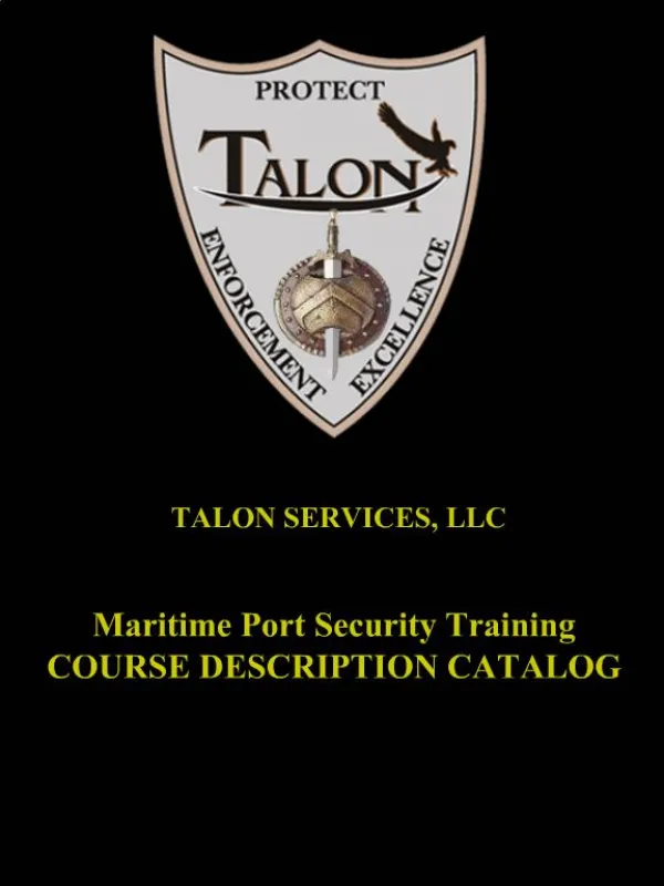 Maritime Port Security Training COURSE DESCRIPTION CATALOG