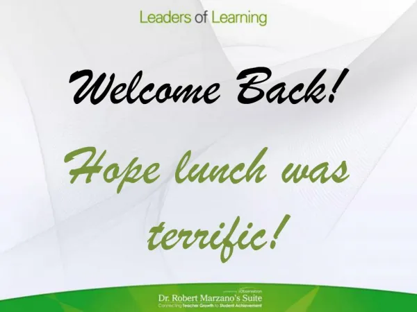Welcome Back Hope lunch was terrific