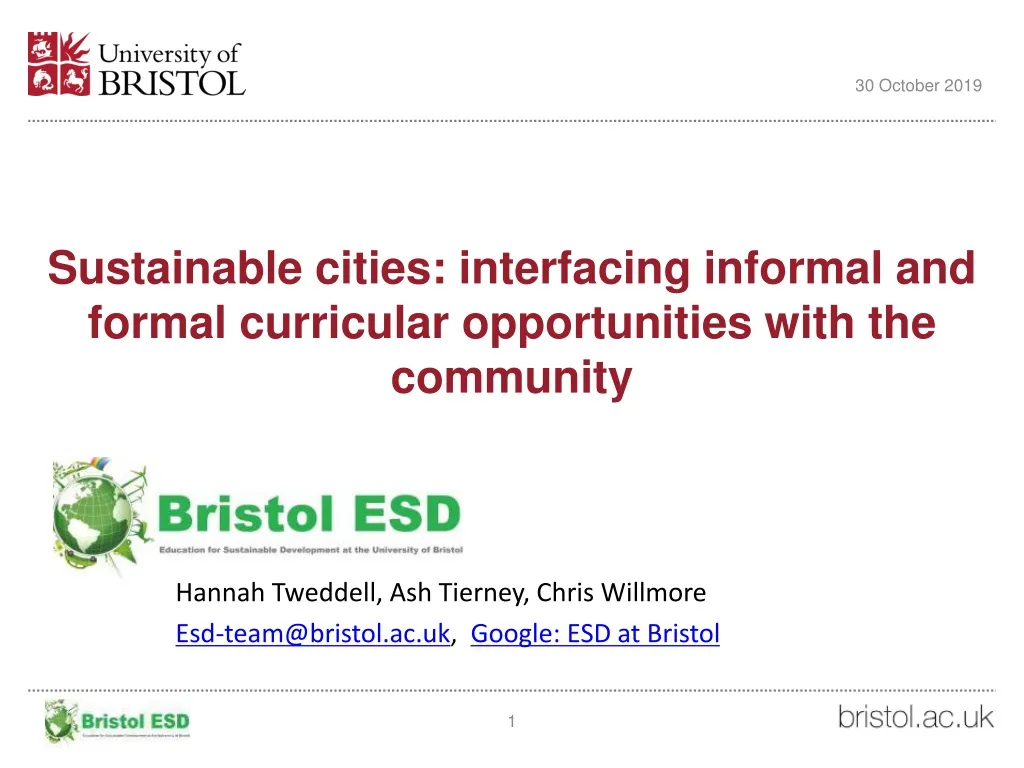 sustainable cities interfacing informal and formal curricular opportunities with the community