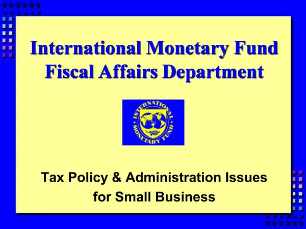 International Monetary Fund Fiscal Affairs Department