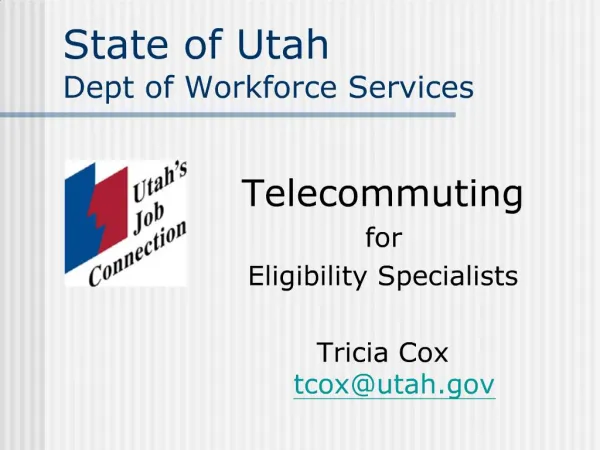State of Utah Dept of Workforce Services