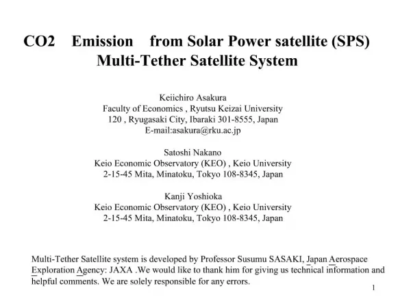 CO2 Emission from Solar Power satellite SPS Multi-Tether Satellite System