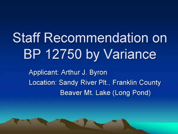 Staff Recommendation on BP 12750 by Variance