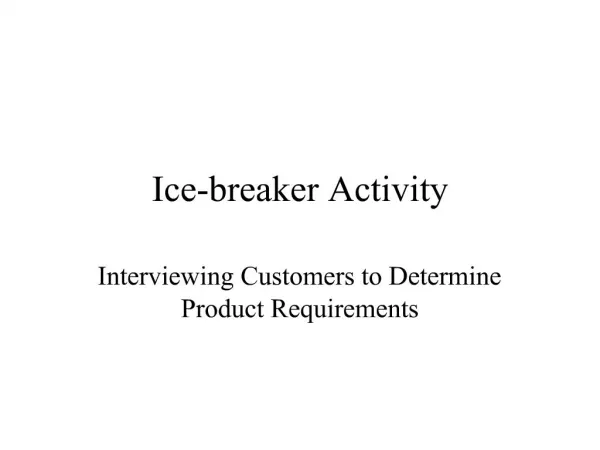 Ice-breaker Activity