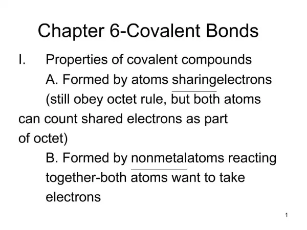 Chapter 6-Covalent Bonds