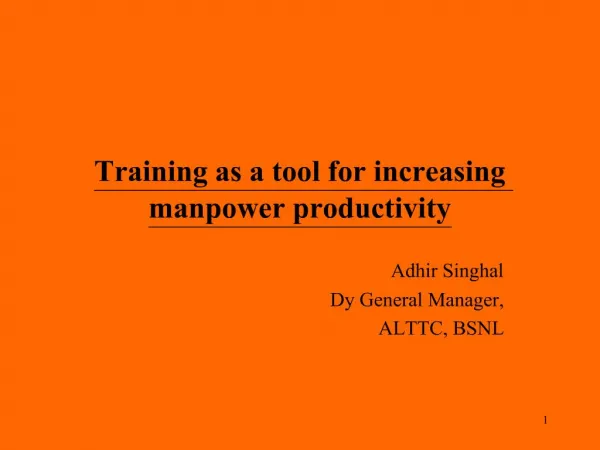 Training as a tool for increasing manpower productivity