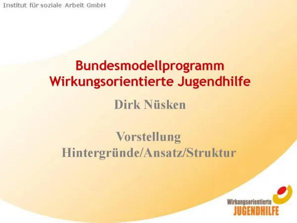 Bundesmodellprogramm Wirkungsorientierte Jugendhilfe Dirk N sken Vorstellung Hintergr nde