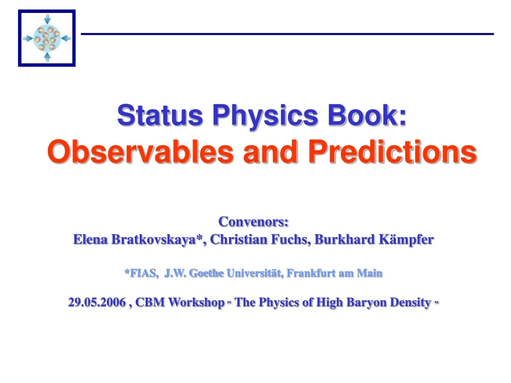 status physics book observables and predictions