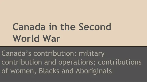 Canada in the Second World War