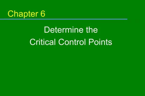 Determine the Critical Control Points