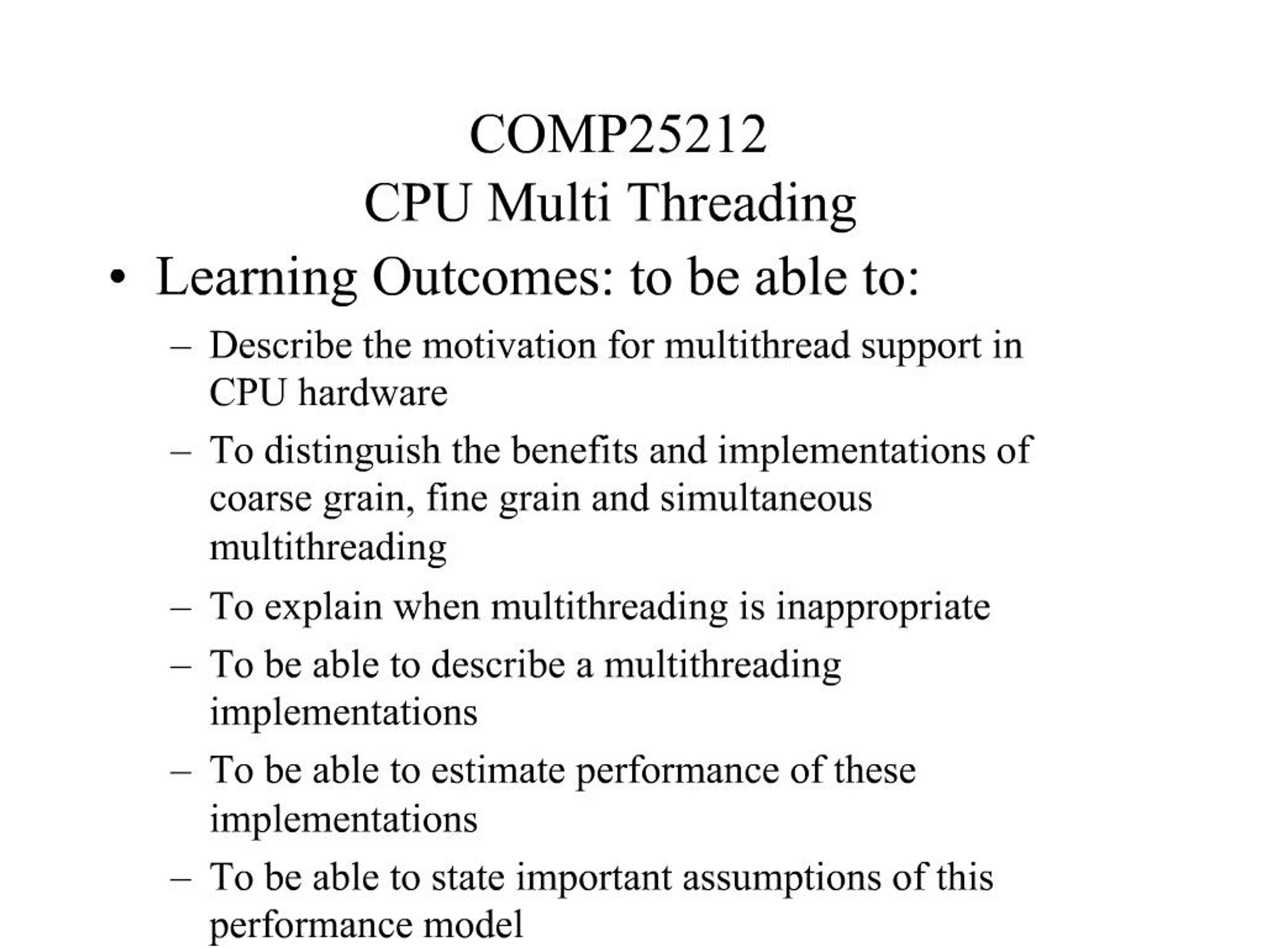 PPT - COMP25212 CPU Multi Threading PowerPoint Presentation, free ...