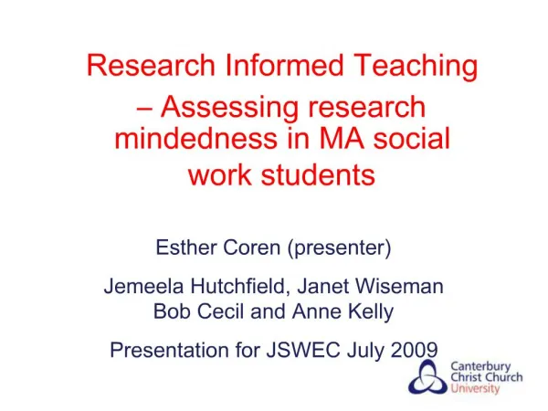 Research Informed Teaching Assessing research mindedness in MA social work students