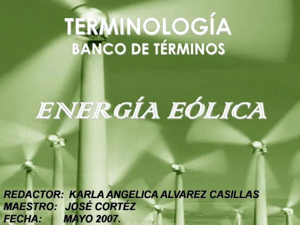 TERMINOLOG A BANCO DE T RMINOS ENERG A E LICA