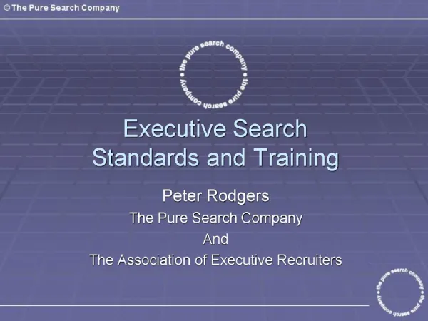 Executive Search Standards and Training
