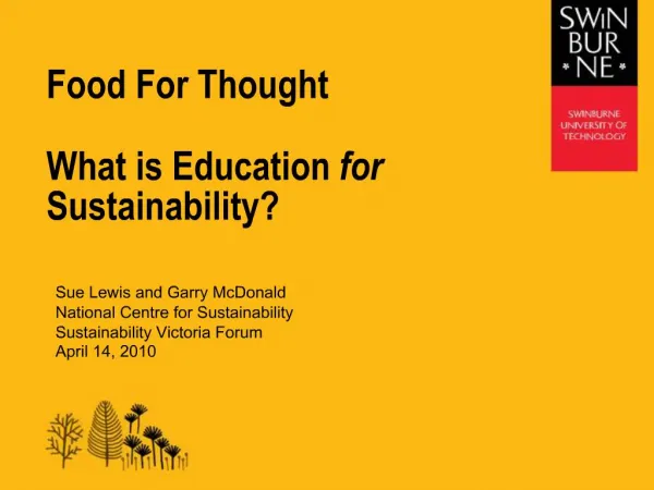 Food For Thought What is Education for Sustainability