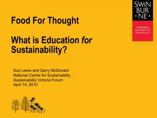 Food For Thought What is Education for Sustainability - slide 1