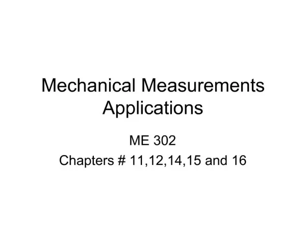 Mechanical Measurements Applications