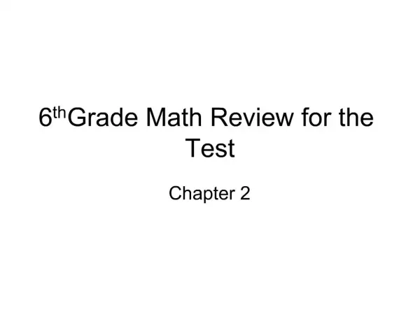 6th Grade Math Review for the Test