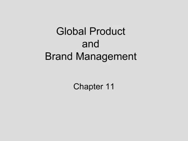 Global Product and Brand Management