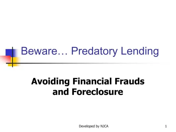 Beware Predatory Lending