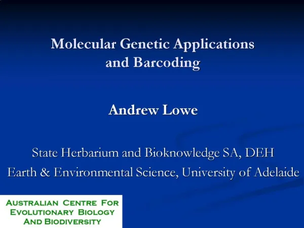 Molecular Genetic Applications and Barcoding