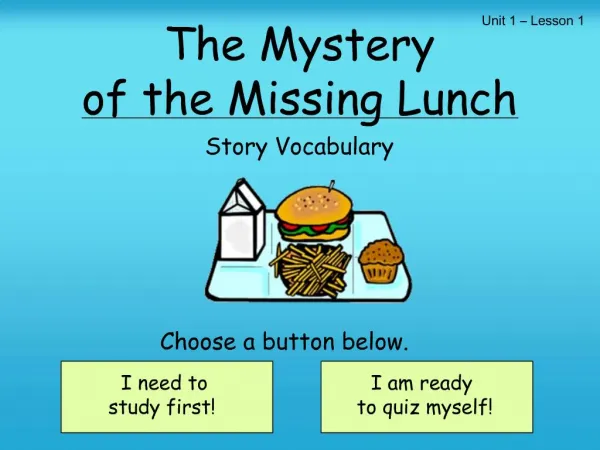 The Mystery of the Missing Lunch