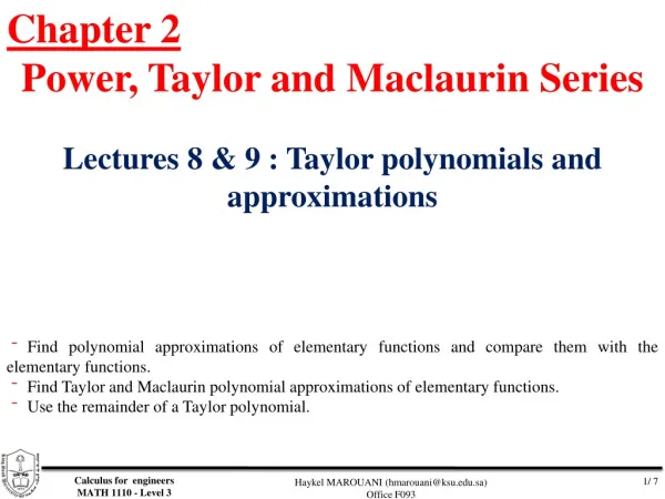 Chapter 2 Power, Taylor and Maclaurin Series