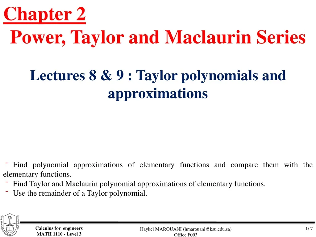 chapter 2 power taylor and maclaurin series