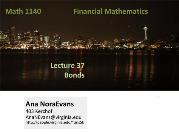 Lecture 37 Bonds