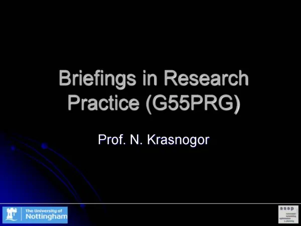 Briefings in Research Practice G55PRG