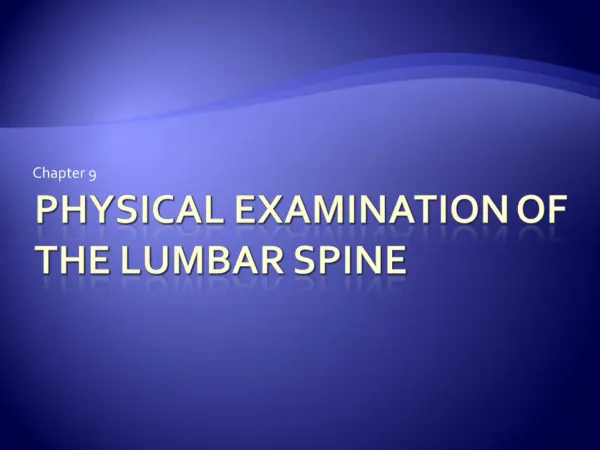 Physical Examination of the Lumbar Spine