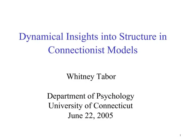 Dynamical Insights into Structure in Connectionist Models