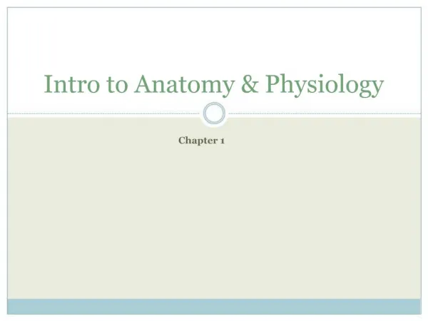 Intro to Anatomy Physiology